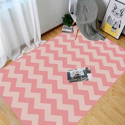 Tapete Chevron Sala e Quarto 1,00 X 1,40 Metros Antiderrapante Preto e Branco Casa Dona