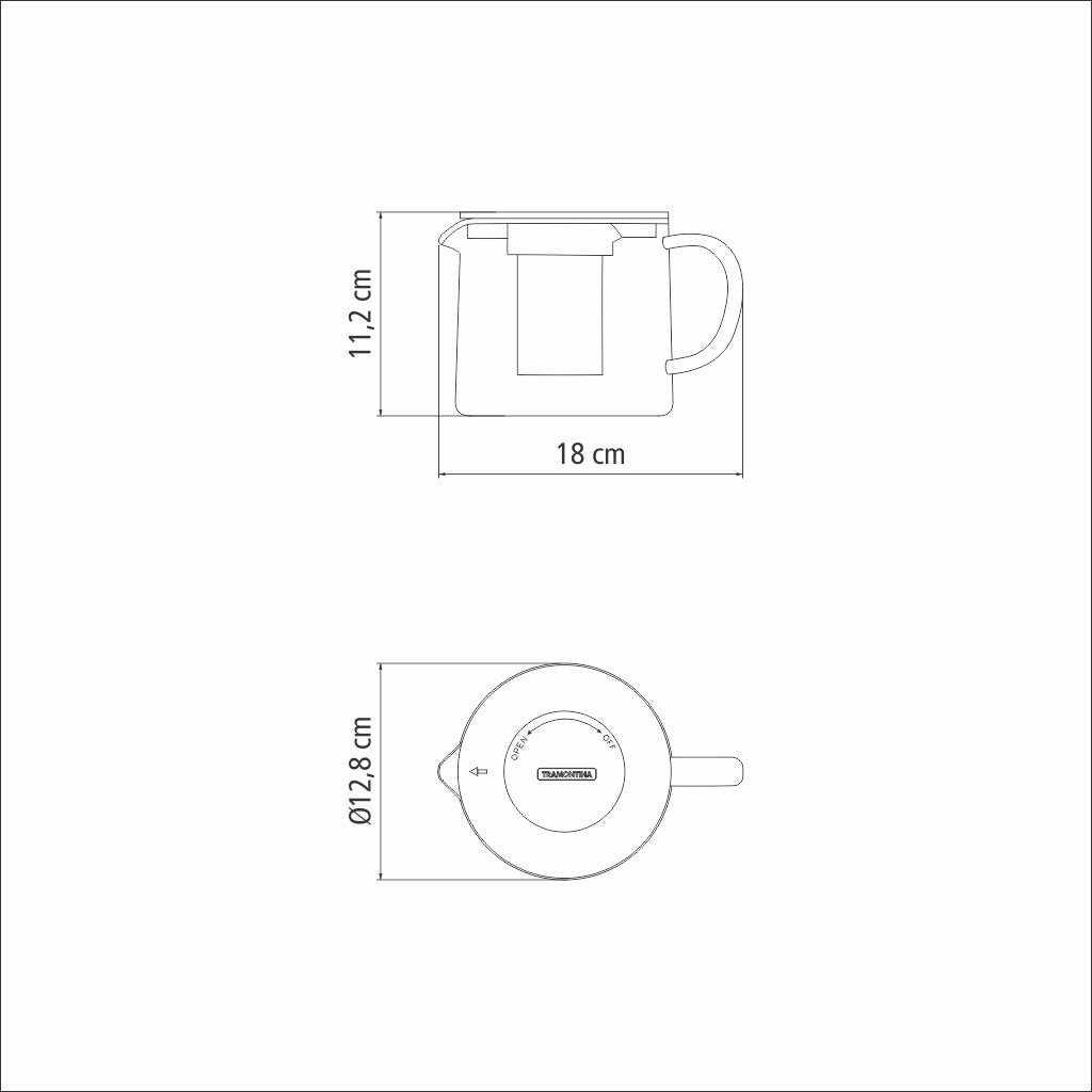 Bule Conico Vidro com Infusor 900ml Tramontina 61762/090