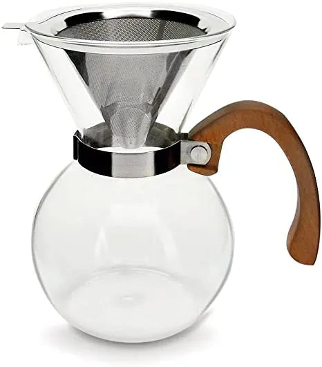 Passador de Café Alça de Madeira/Vidro/Inox Mimo VD20031